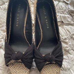 Kelly and Katie Black and Tan wedges, size 6.5